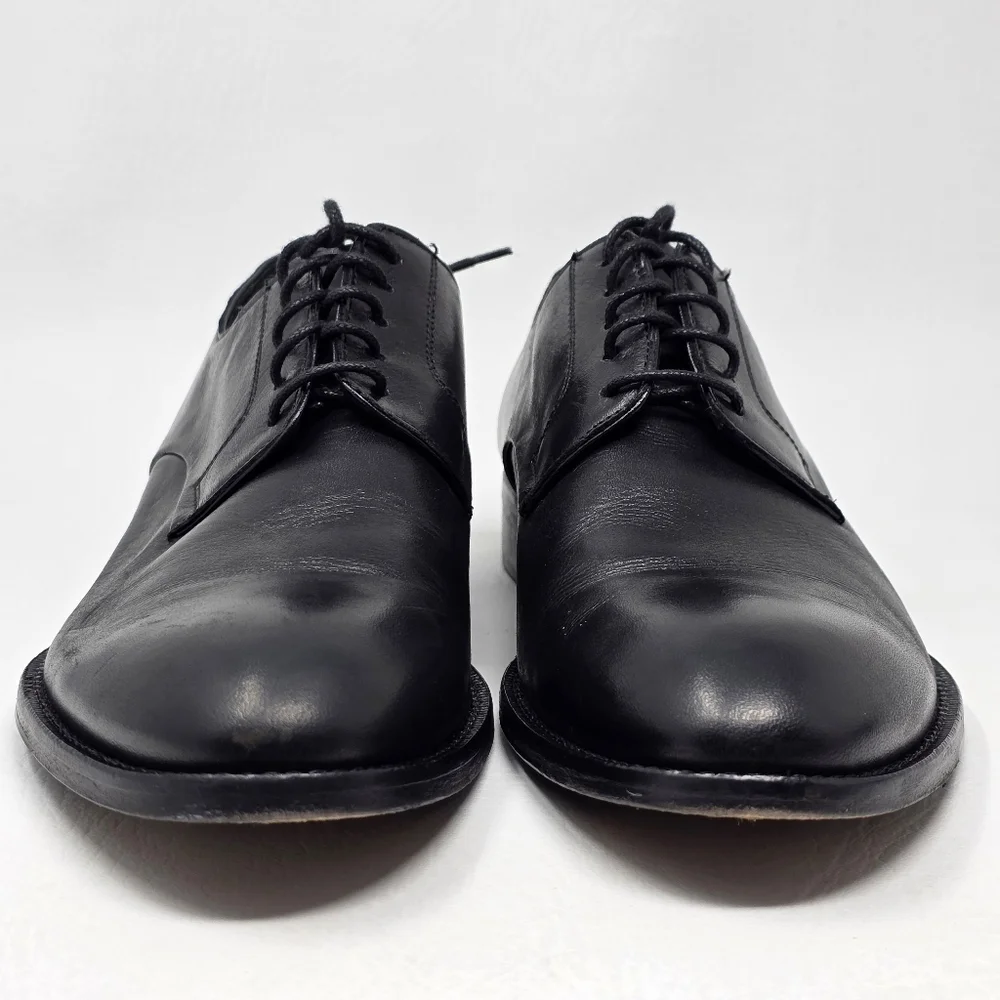 Marco Vittorio Plain-Toe Dress Shoe Men Sz 7.5 Black Lace Made In Italy Preowned